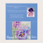 栄光のパープル絵画パンジーの愛誕生日カード (外部フラット)