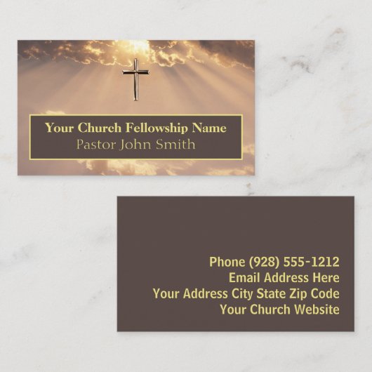 栄光の日の出の金ゴールドクロス教会の名刺 名刺 (正面/裏面)