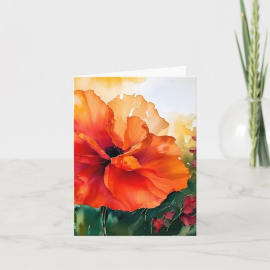栄光の朝のポピー小さなカード ノートカード (正面)