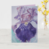 栄光の紫の水彩虹彩挨拶カード カード (黄色い花)