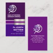 栄光の紫色の層シルバークリスチャン魚 名刺 (正面/裏面)