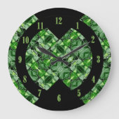 栄光の緑の抽象芸術パターンの壁時計 ラージ壁時計 (正面)