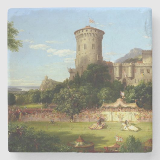栄光の過去（中世の城） (ヴィンテージアート) ストーンコースター (正面)