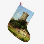 栄光の過去（中世の城） (ヴィンテージアート) ラージクリスマスストッキング (正面 (吊り時))