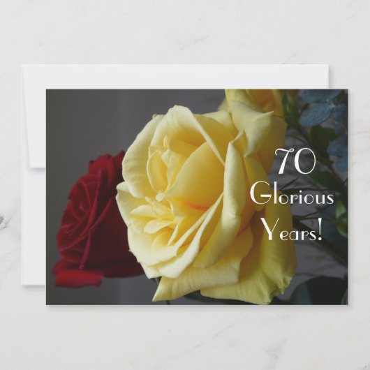 栄光の70年!-誕生日/二輪のバラ-(名言付き) 招待状 (正面)
