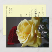 栄光の70年!-誕生日/二輪のバラ-(名言付き) 招待状 (正面/裏面)