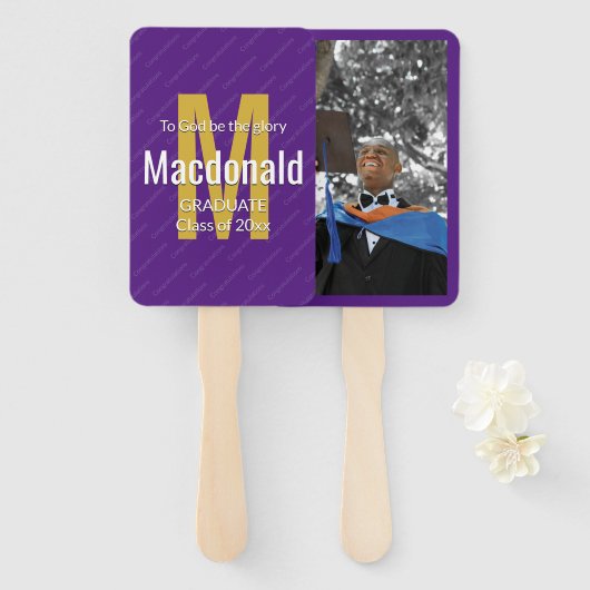 栄光を目指して卒業する卒業写真 ハンドファン (正面&裏面)