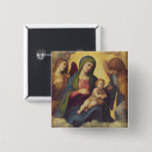 栄光、c.1520 (油のマドンナおよび子供および子供 缶バッジ (正面&裏面)