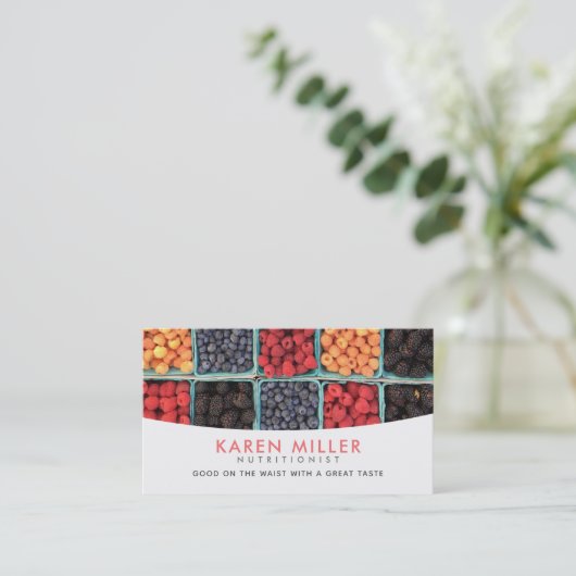 栄養と健康のスローガンの名刺 名刺 (スタンド正面)