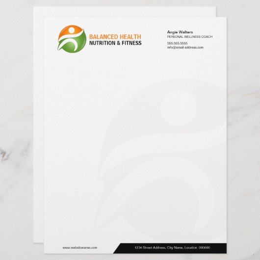 栄養ウェルネスフィットネスコーチロゴ レターヘッド (正面/裏面)