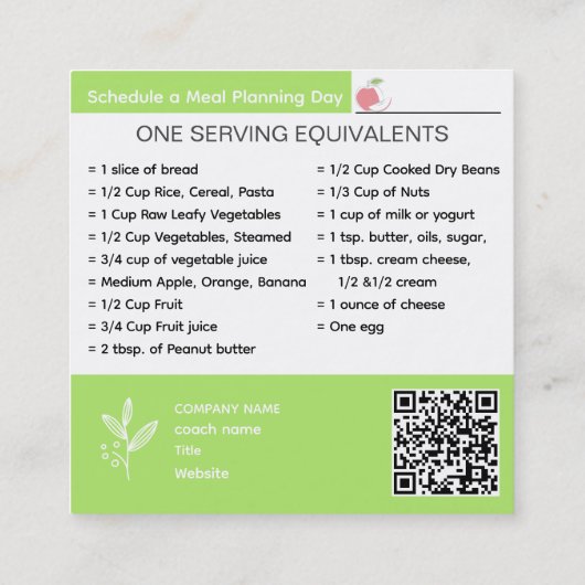 栄養コーチパーソナライズされたングの名刺 スクエア名刺 (裏面)