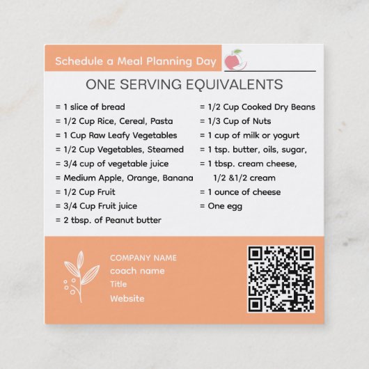 栄養コーチパーソナライズされたングの名刺 スクエア名刺 (裏面)