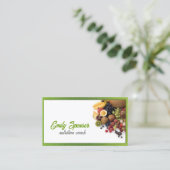 栄養コーチヘルシーライフイエローグリーンリネン 名刺 (スタンド正面)