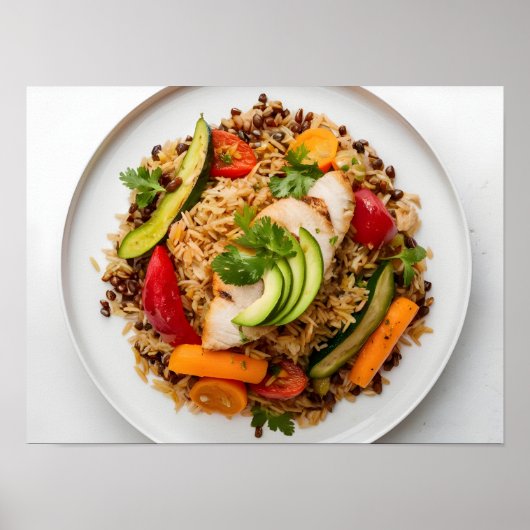 栄養バランスの取れたプレートと赤血球蛋白 ポスター (正面)