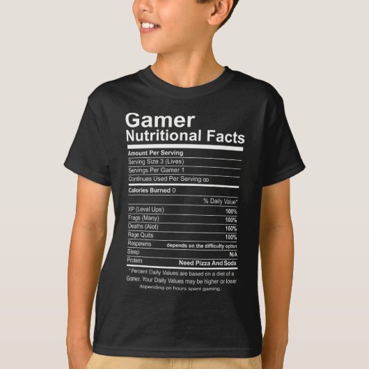 栄養ファクトクールゲーマービデオゲおもしろいーム Tシャツ (正面)