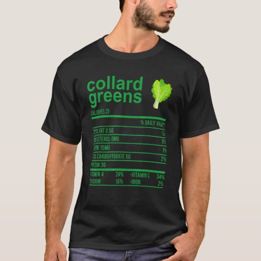 栄養ファクトフードコラードグリーン感謝の気持ち Tシャツ (正面)