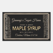栄養ファクト付きメープルシロップのラベル黒 長方形シール (正面)