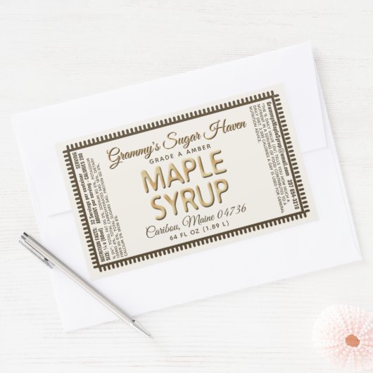 栄養ファクト付きメープルシロップアイボリー 長方形シール (封筒)