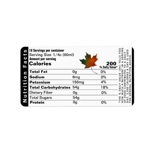 栄養ファクト住所 シールとメープルリーフ ラベル (正面)