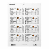 栄養ファクト小さなラベルとメープルリーフ ラベル (フルシート)