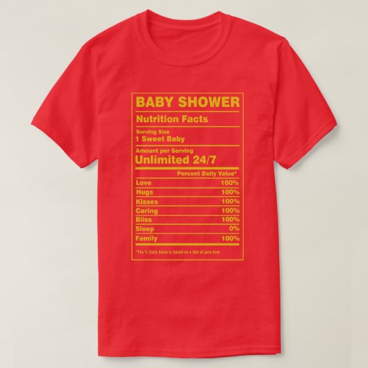 栄養ファクト赤ちゃんシャワー Tシャツ (デザイン正面)