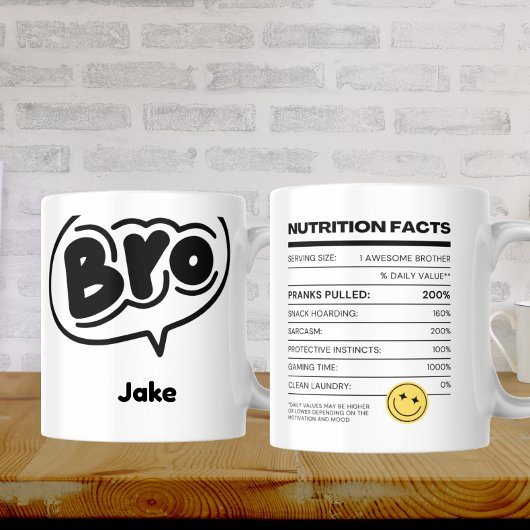 栄養ファクト:笑い&コーヒー – Good Bro コーヒーマグカップ