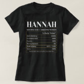 栄養ファクトHannahファーストネームユニークニックネーム Tシャツ (デザイン正面)