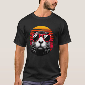 栄養レトロヴィンテージサンセット動物サングラス70s tシャツ