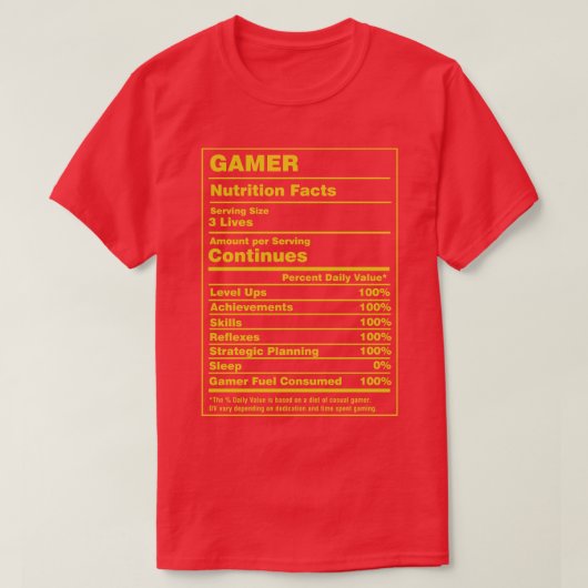 栄養事実ゲーマー Tシャツ (デザイン正面)