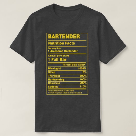 栄養事実バーテンダー Tシャツ (デザイン正面)