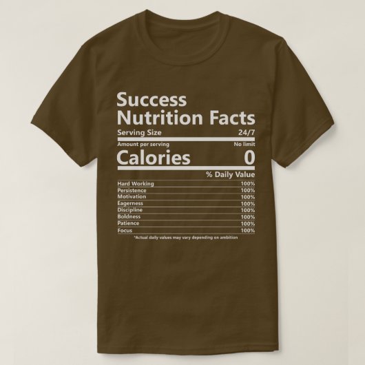 栄養事実成功の動機やる気を起こさせる Tシャツ (デザイン正面)