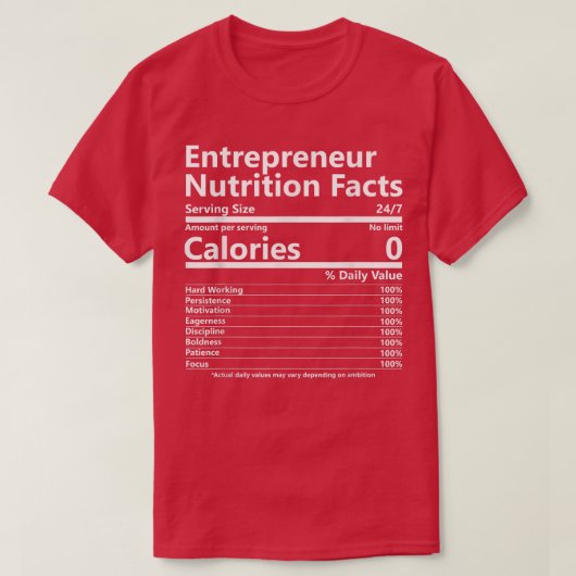 栄養事実起業家成功動機 Tシャツ (デザイン正面)