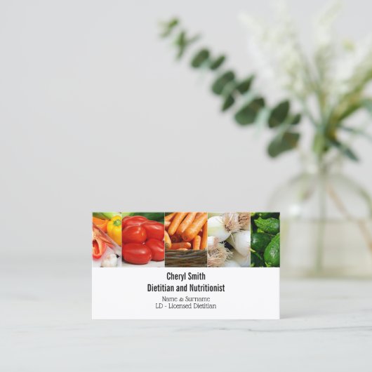 栄養価の健康な新鮮な野菜の写真コラージュ 名刺 (スタンド正面)
