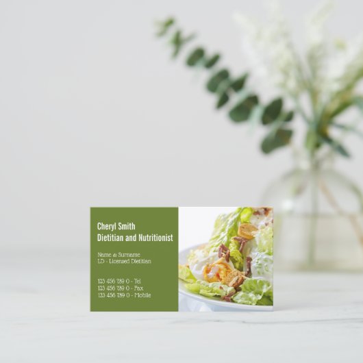 栄養価の健康シーザーサラダ卵ベーコンレタス 名刺 (スタンド正面)