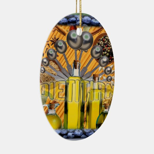 栄養価の食品コラージュのロゴ セラミックオーナメント (右)