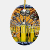 栄養価の食品コラージュのロゴ セラミックオーナメント (正面)