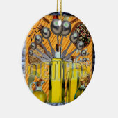 栄養価の食品コラージュのロゴ セラミックオーナメント (右)