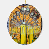 栄養価の食品コラージュのロゴ セラミックオーナメント (左)