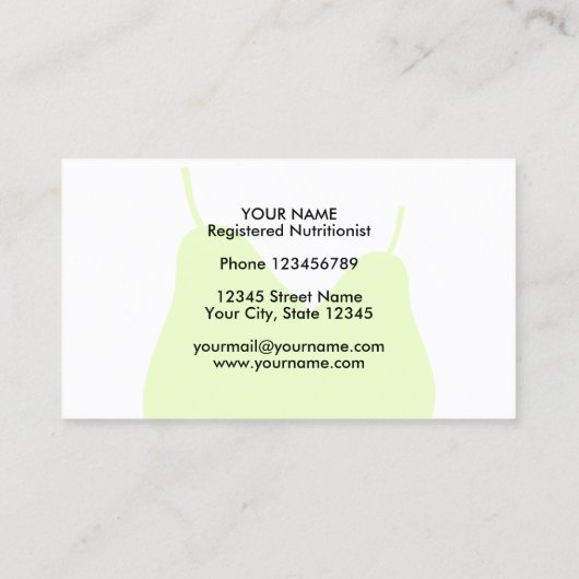 栄養価栄養士グリーンナシのフルーツロゴ 名刺 (裏面)