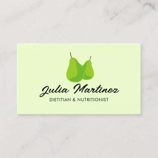 栄養価栄養士グリーンナシのフルーツロゴ 名刺 (正面)