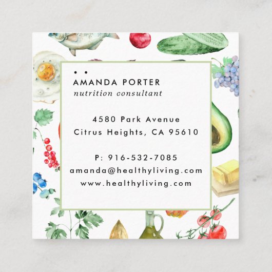 栄養名刺 スクエア名刺 (裏面)