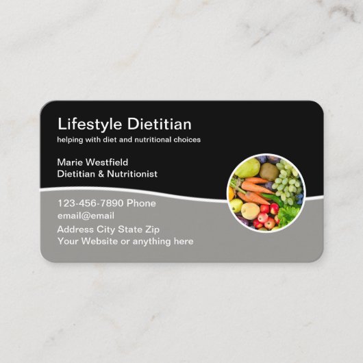 栄養士および栄養士モダン名刺 名刺 (正面)