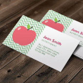 栄養士かわいいアップルグリーンシェブロンストライプ 名刺