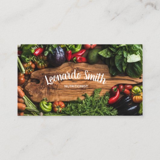 栄養士の未加工菜食主義の食糧生命コーチカード 名刺 (正面)