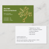 栄養士の金ゴールドグリーンツリーのライフエレガントシック 名刺 (正面/裏面)