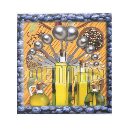 栄養士の食糧コラージュのロゴ ノートパッド (正面)