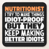 栄養士を作るおもしろい諺 スクエアペーパーコースター (正面)