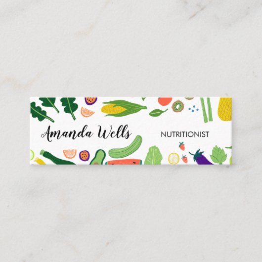 栄養士シェフコーチユニーク野菜アート スキニー名刺 (正面)