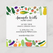 栄養士シェフコーチユニーク野菜アート スクエア名刺 (裏面)