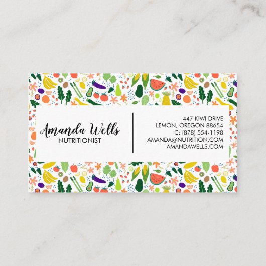 栄養士シェフコーチユニーク野菜アート 名刺 (裏面)